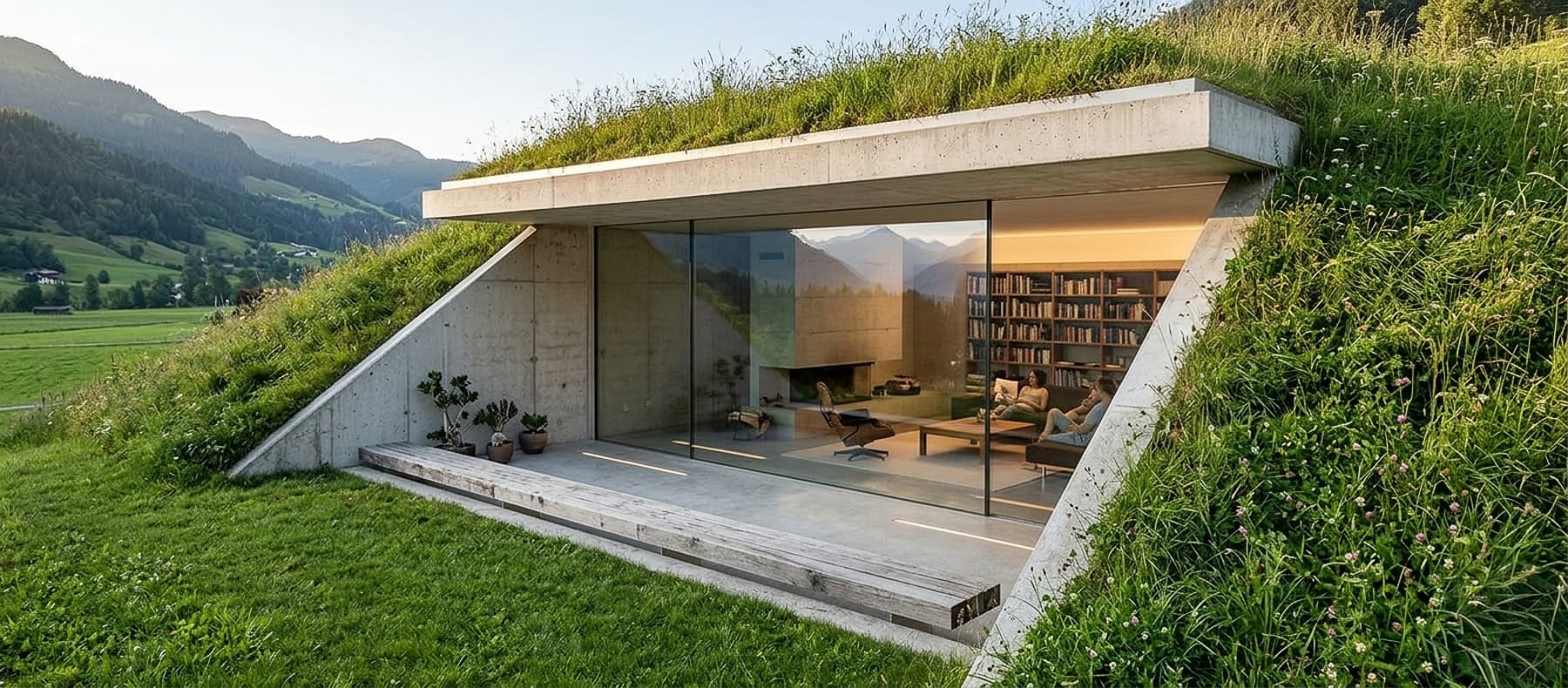 Konzeptstudie Erdhaus Allgäu — Ansicht 4