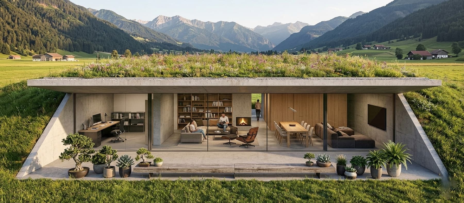 Konzeptstudie Erdhaus Allgäu — Ansicht 6